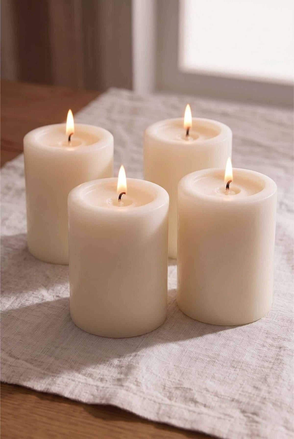 Unscented Pillar Candle Set | Decorative Home Candles – Outdoor Candles on Brown Living™. SKU: IVRPCSW4. Img 10.