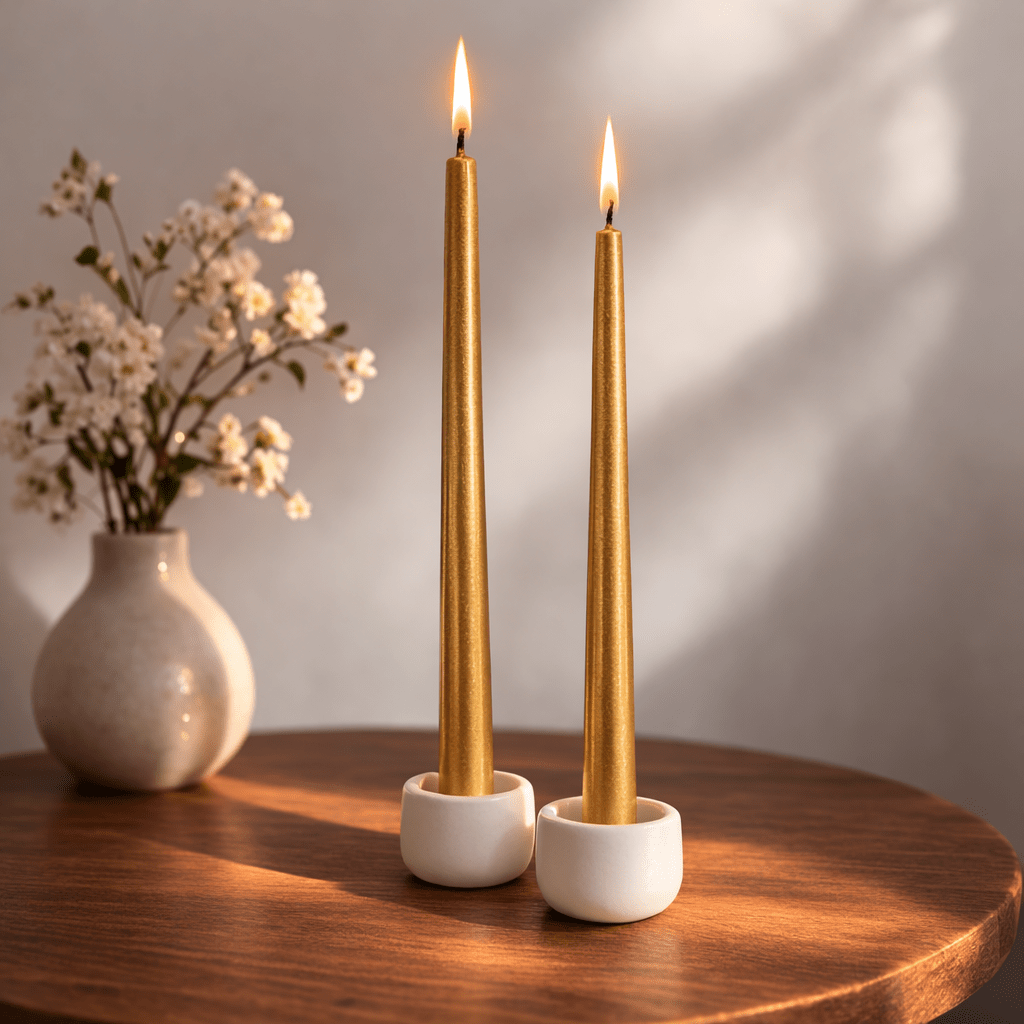 Unscented Taper Candles Set Of 4 Elegant Dinner Candles – Candles & Fragrances on Brown Living™. SKU: GTCS. Img 1.