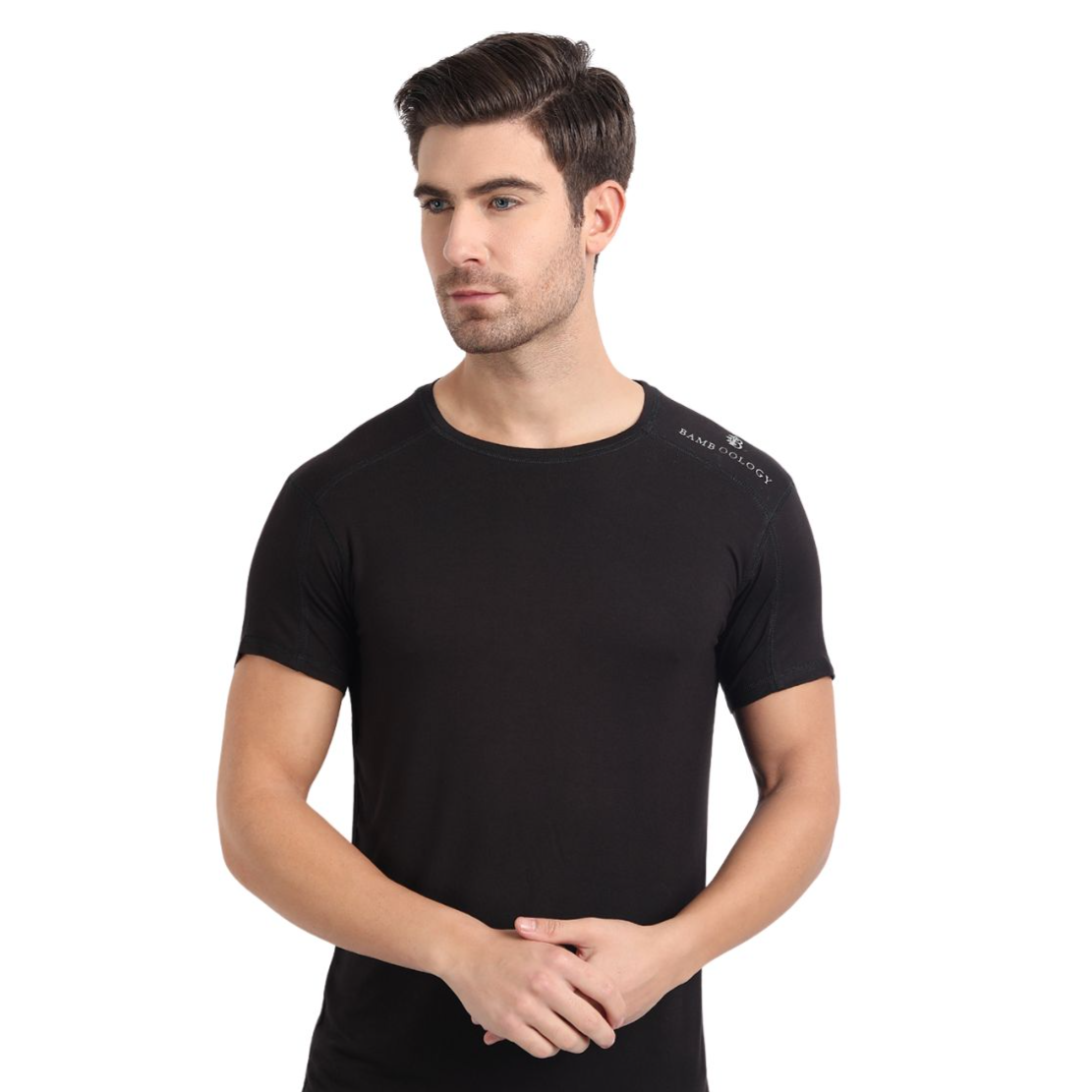 Bamboo Fabric Black T-shirt For Men