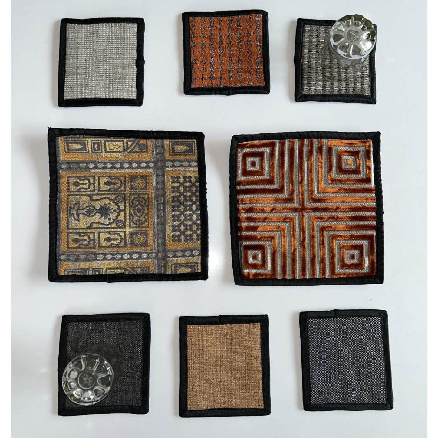 Upcycled Cloth Handwoven Coasters – Set of 8 | Natural Table Essential – Coasters on Brown Living™. SKU: BL-IA-D1. Img 1.