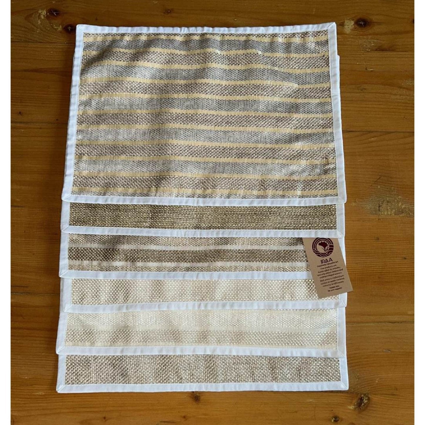 Upcycled Cloth Handwoven Table Mats – Set of 10 – Table Linens on Brown Living™. SKU: BL-IA-TM_2. Img 3.