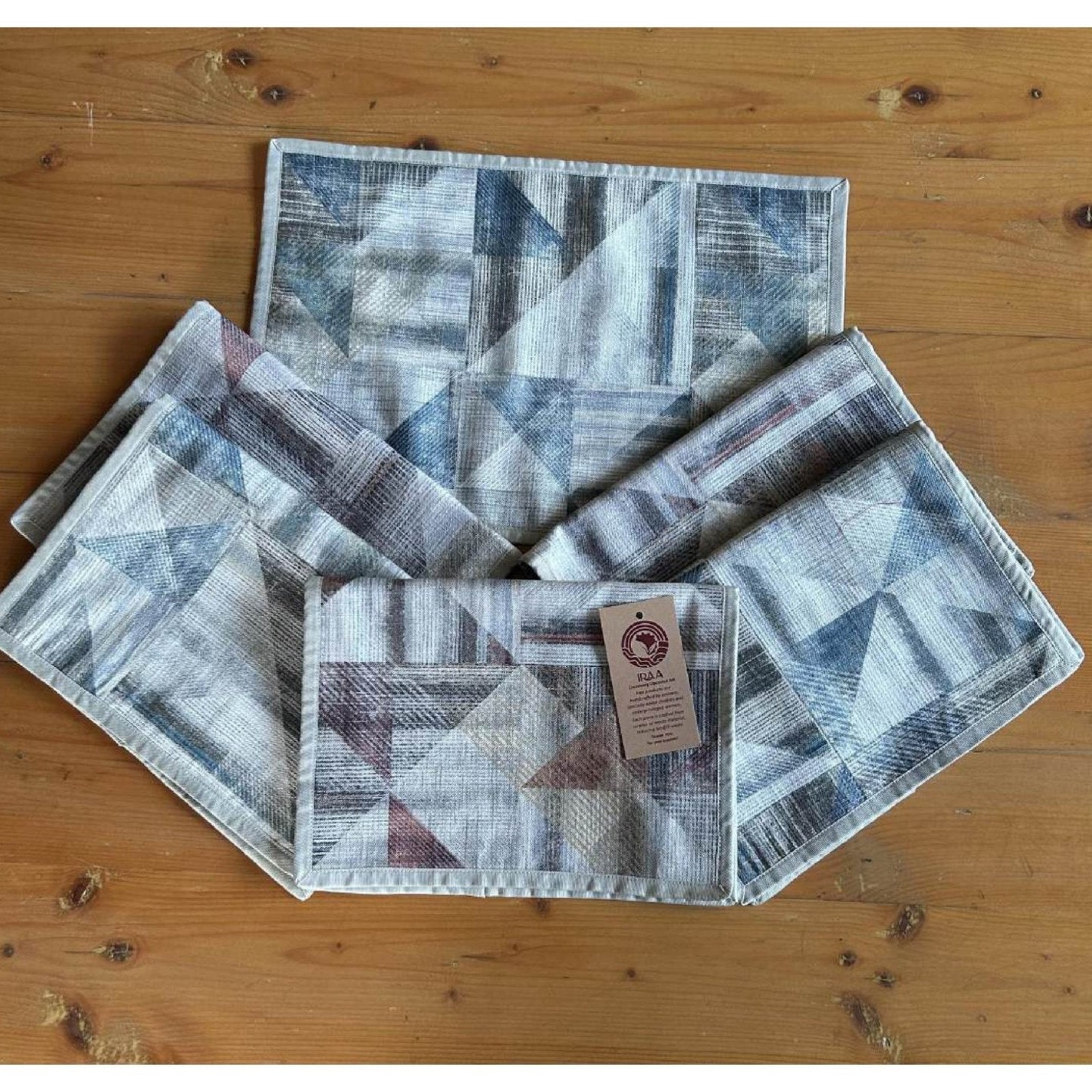 Upcycled Cloth Handwoven Table Mats – Set of 10 – Table Linens on Brown Living™. SKU: BL-IA-TM_4. Img 5.