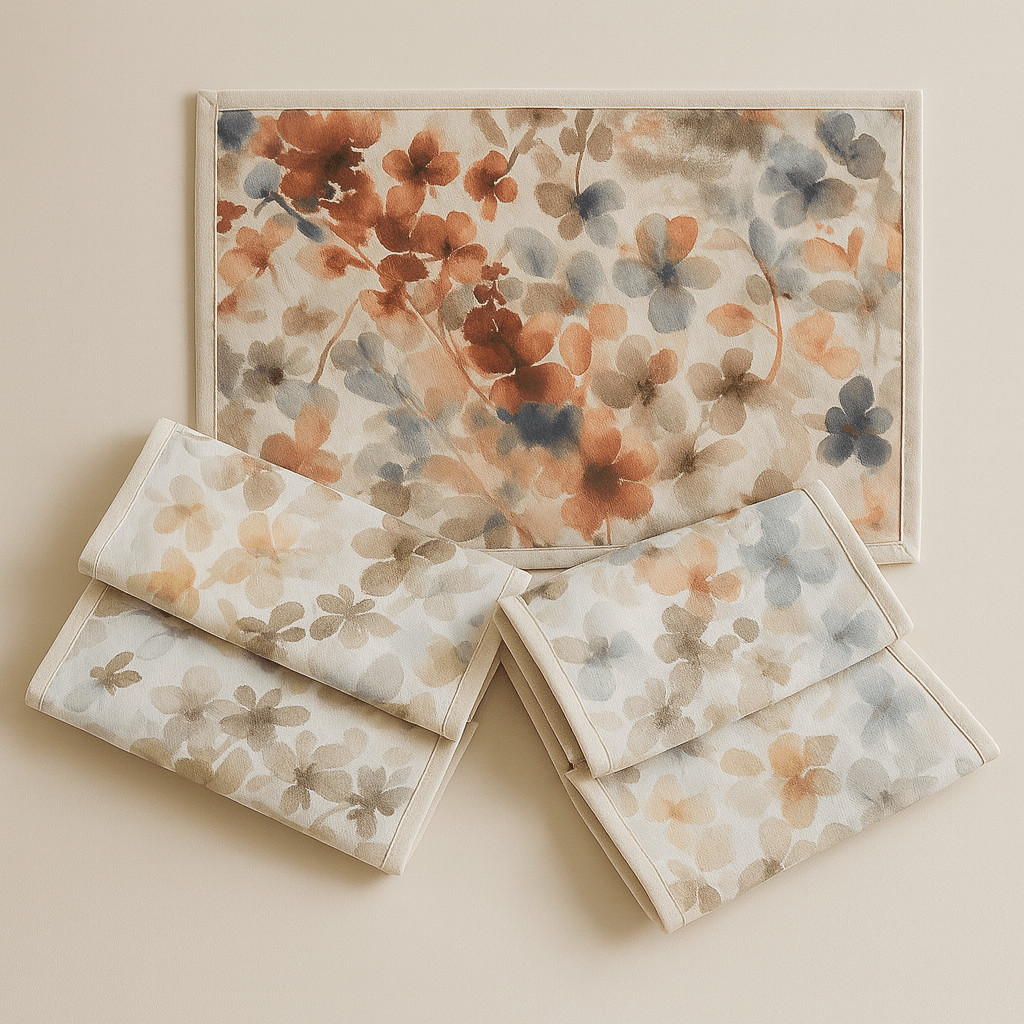 Upcycled Cloth Handwoven Table Mats – Set of 6 – Table Linens on Brown Living™. SKU: BL-IA-5. Img 1.