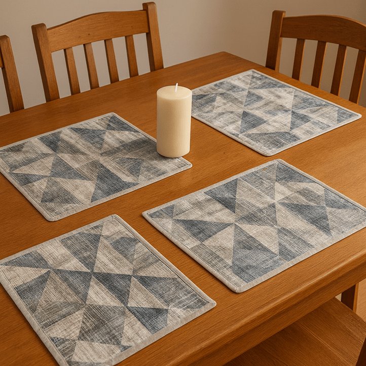 Upcycled Cloth Handwoven Table Mats – Set of 6 – Table Linens on Brown Living™. SKU: BL-IA-TM_4. Img 1.