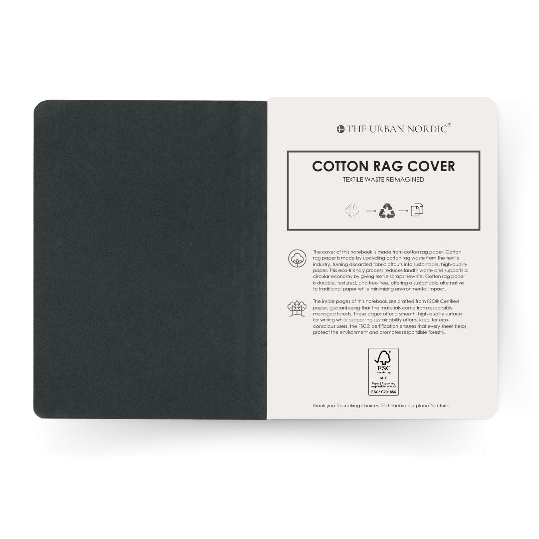 Upcycled Cotton Rag Paper Cover Softcover Notepad with FSC Paper – Notebooks & Notepads by The Urban Nordic available on Brown Living™. . SKU: BKCOPBFSCRD - A5 - 1. Img 3.