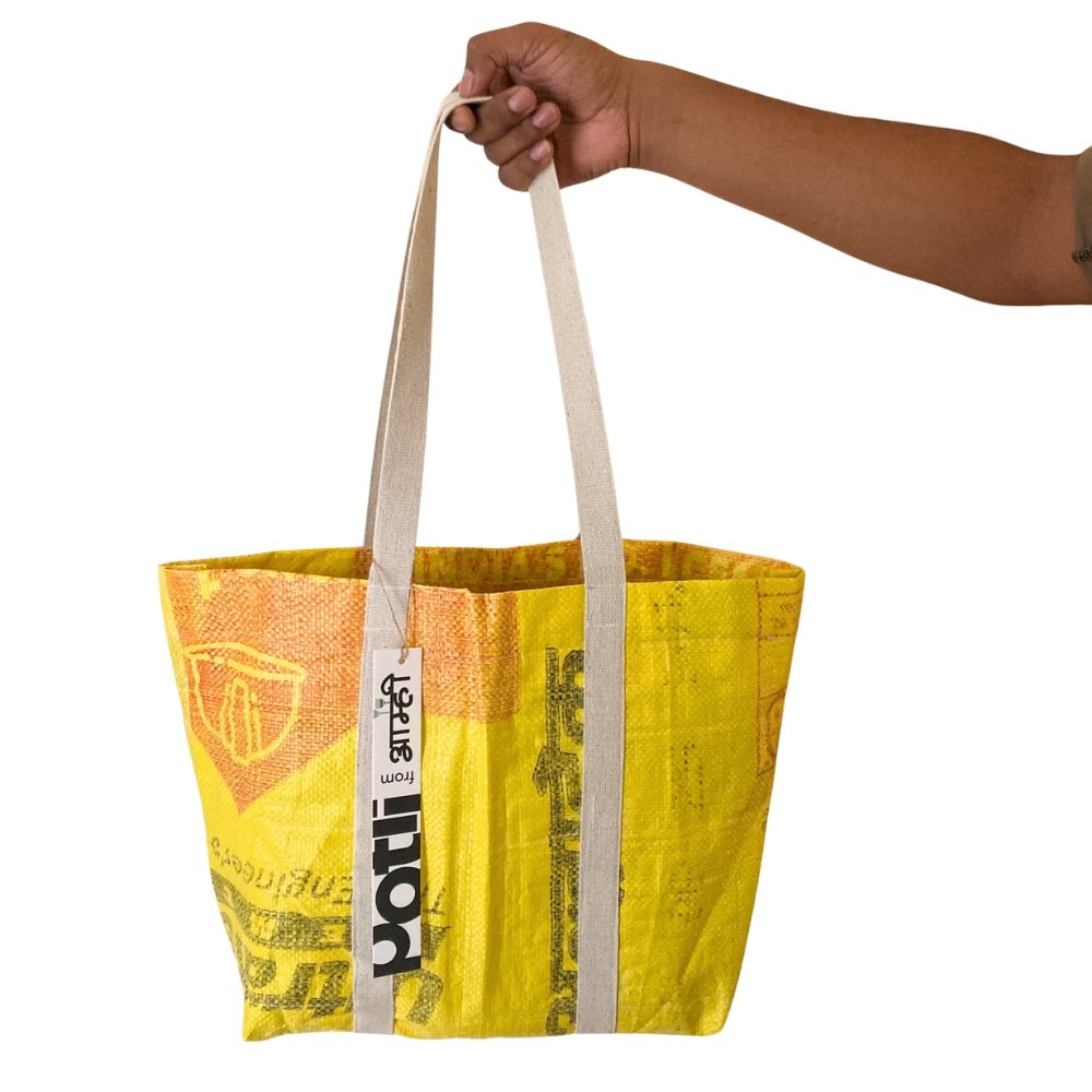 Upcycled Flat Tote Bag Eco Friendly Reusable Carry Bag – Bags on Brown Living™. SKU: 123456. Img 2.