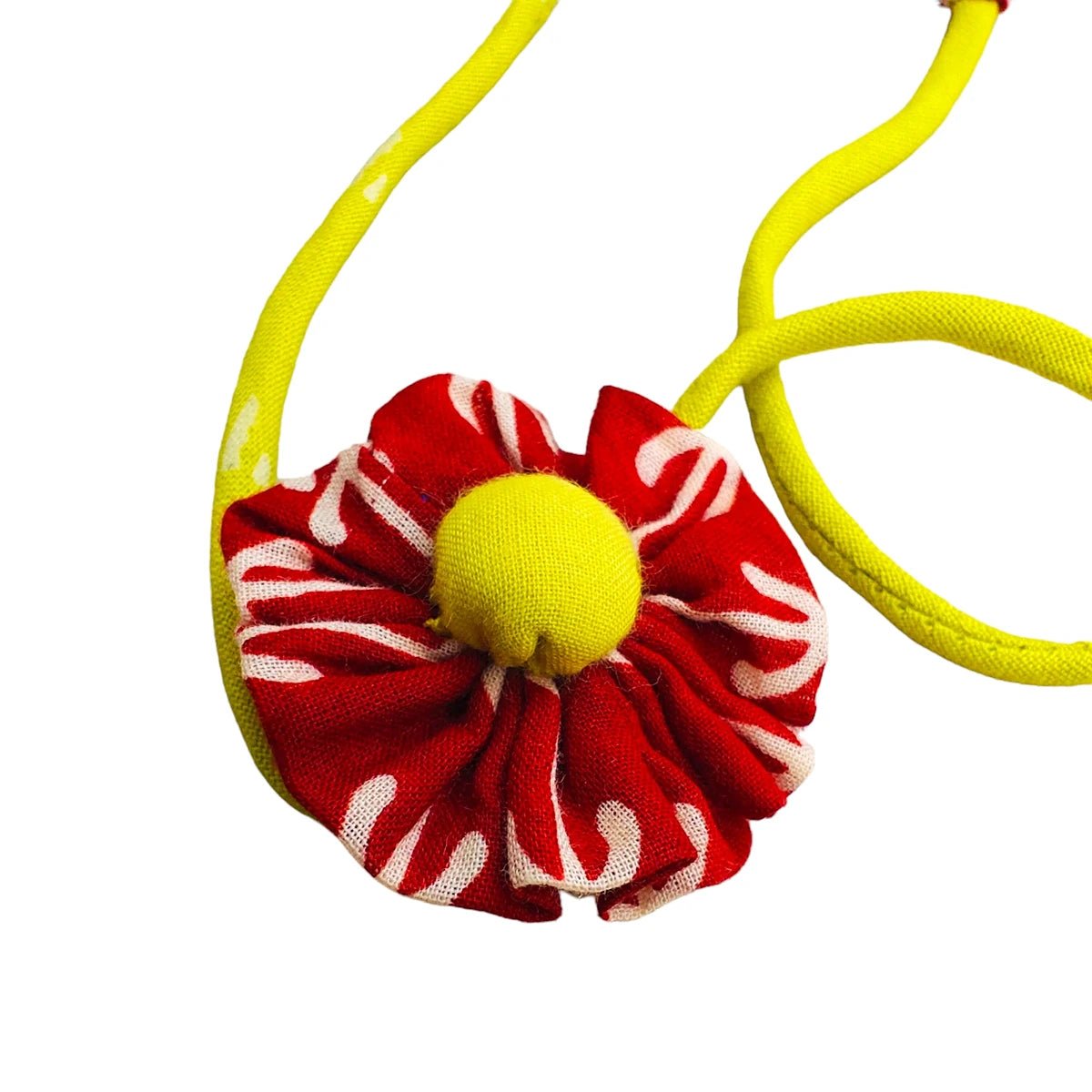 Upcycled Handmade Scarlet Daisy Rakhi – Rakhi by USE ME WORKS available on Brown Living™. . SKU: UMW - Rakhi - 01. Img 3.