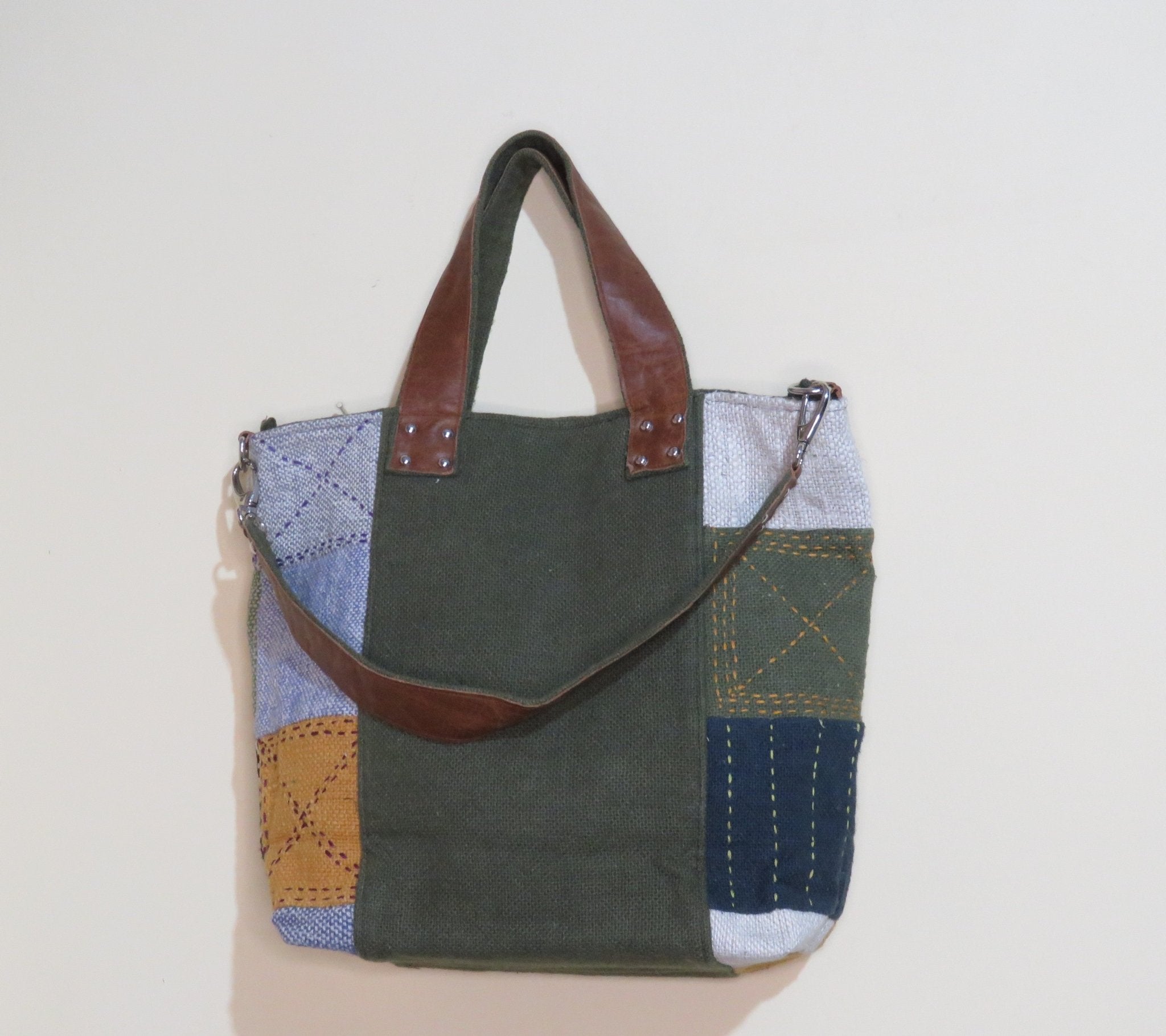 Upcycled Hobo Bag for Women | Sustainable Handmade Handbag – Womens Handbag on Brown Living™. SKU: KRBL01. Img 4.
