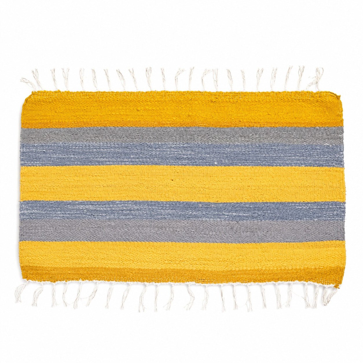 Upcycled Marine Textile Doormat | Reclaimed Fabric Home Mat – Mats & Rugs on Brown Living™. SKU: DOORMATYLW. Img 4.