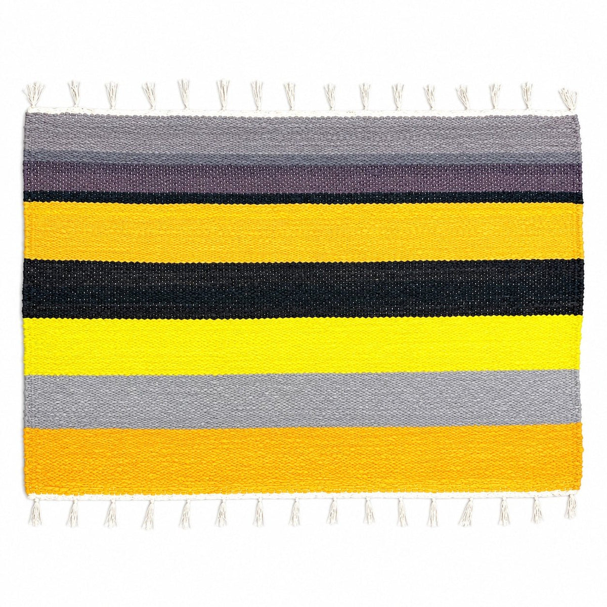 Upcycled Marine Textile Doormat | Reclaimed Fabric Home Mat – Mats & Rugs on Brown Living™. SKU: Patternyellowblack. Img 7.