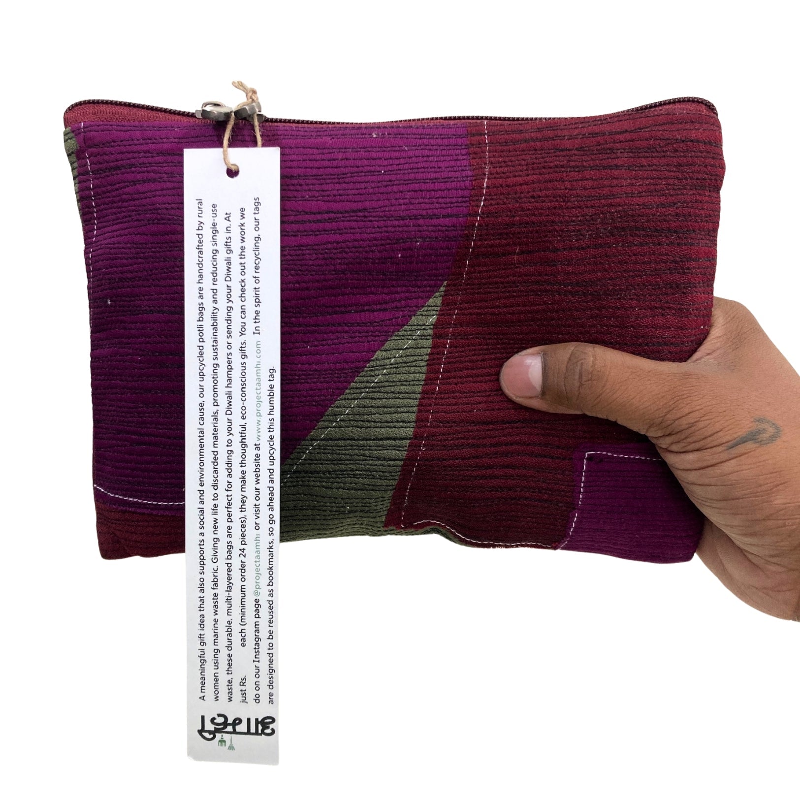 Upcycled Marine Textile Travel Organiser Pouch – Travel Organiser on Brown Living™. SKU: PUSPUR. Img 2.