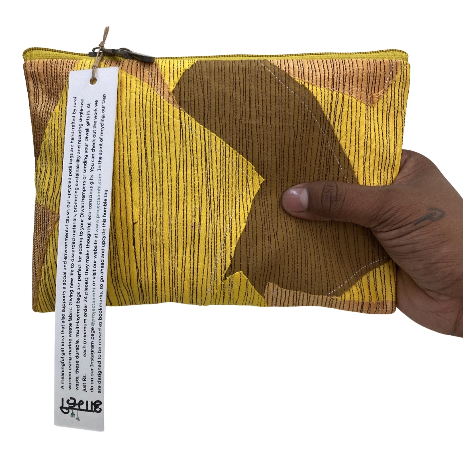 Upcycled Marine Textile Travel Organiser Pouch – Travel Organiser on Brown Living™. SKU: PUSYEL. Img 8.