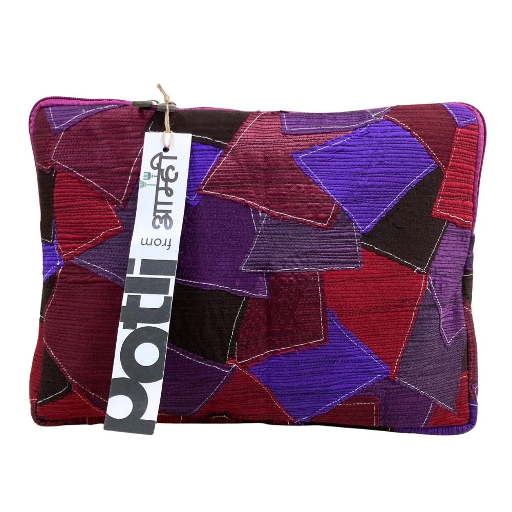 Upcycled Patchwork Laptop Bag Handcrafted Fabric Laptop Carry Bag – Laptop Sleeve on Brown Living™. SKU: ASWMLAPBUR. Img 3.