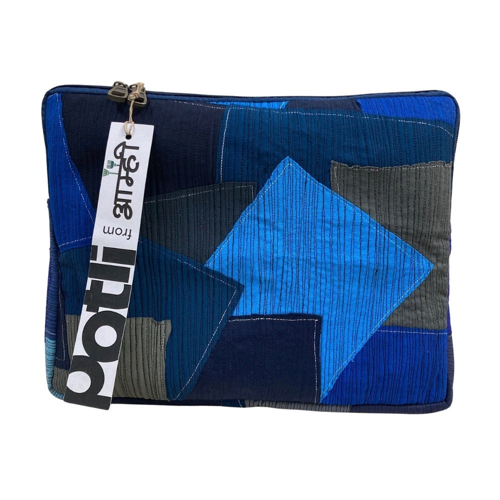 Upcycled Patchwork Laptop Bag Handcrafted Fabric Laptop Carry Bag – Laptop Sleeve on Brown Living™. SKU: ASWMLAPBUR. Img 6.