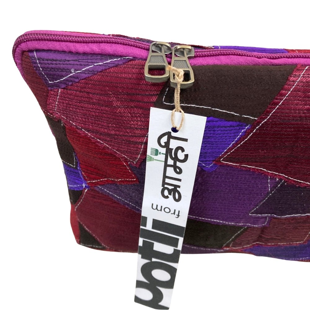 Upcycled Patchwork Laptop Bag Handcrafted Fabric Laptop Carry Bag – Laptop Sleeve on Brown Living™. SKU: ASWMLAPBUR. Img 4.