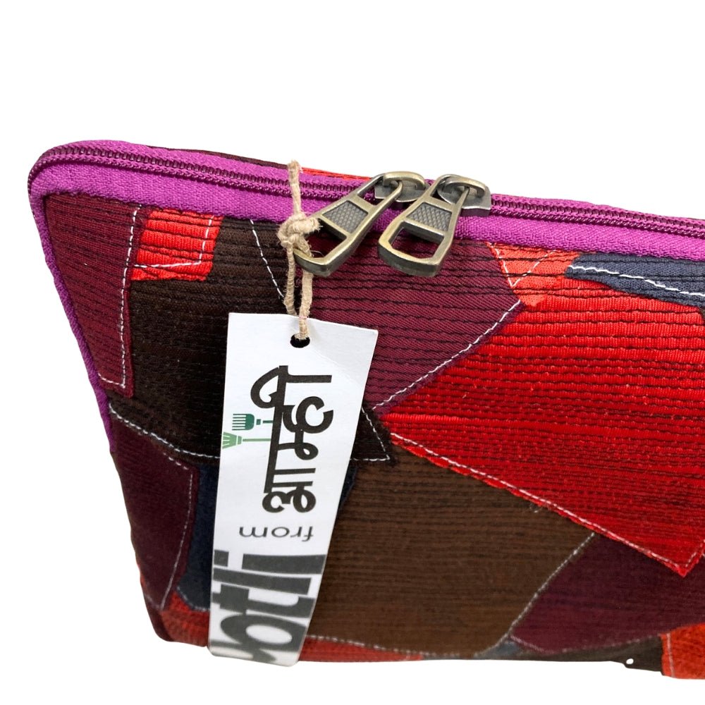 Upcycled Patchwork Laptop Bag Handcrafted Fabric Laptop Carry Bag – Laptop Sleeve on Brown Living™. SKU: ASWMLAPRED. Img 12.