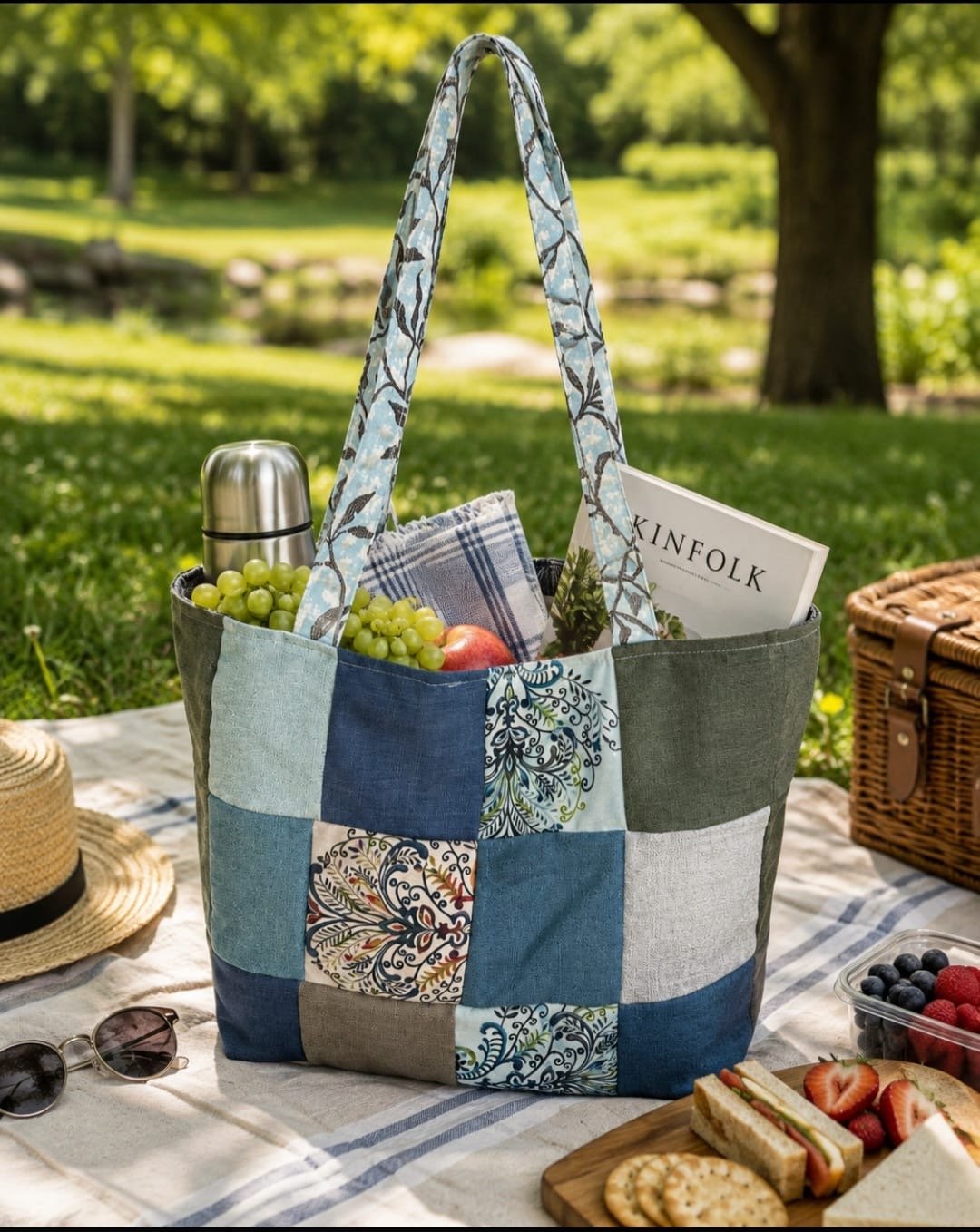 Upcycled Patchwork Shopping Bags Reusable Cloth Tote – Handbags on Brown Living™. SKU: IUCSB-02. Img 6.