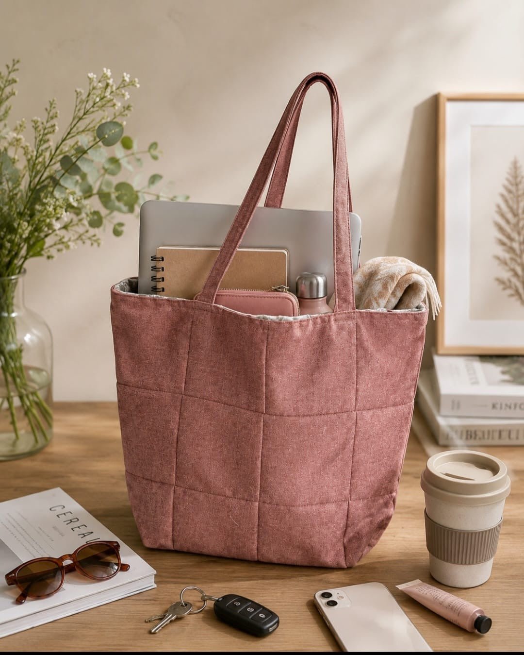 Upcycled Patchwork Shopping Bags Reusable Cloth Tote – Handbags on Brown Living™. SKU: IUCSB-02. Img 8.