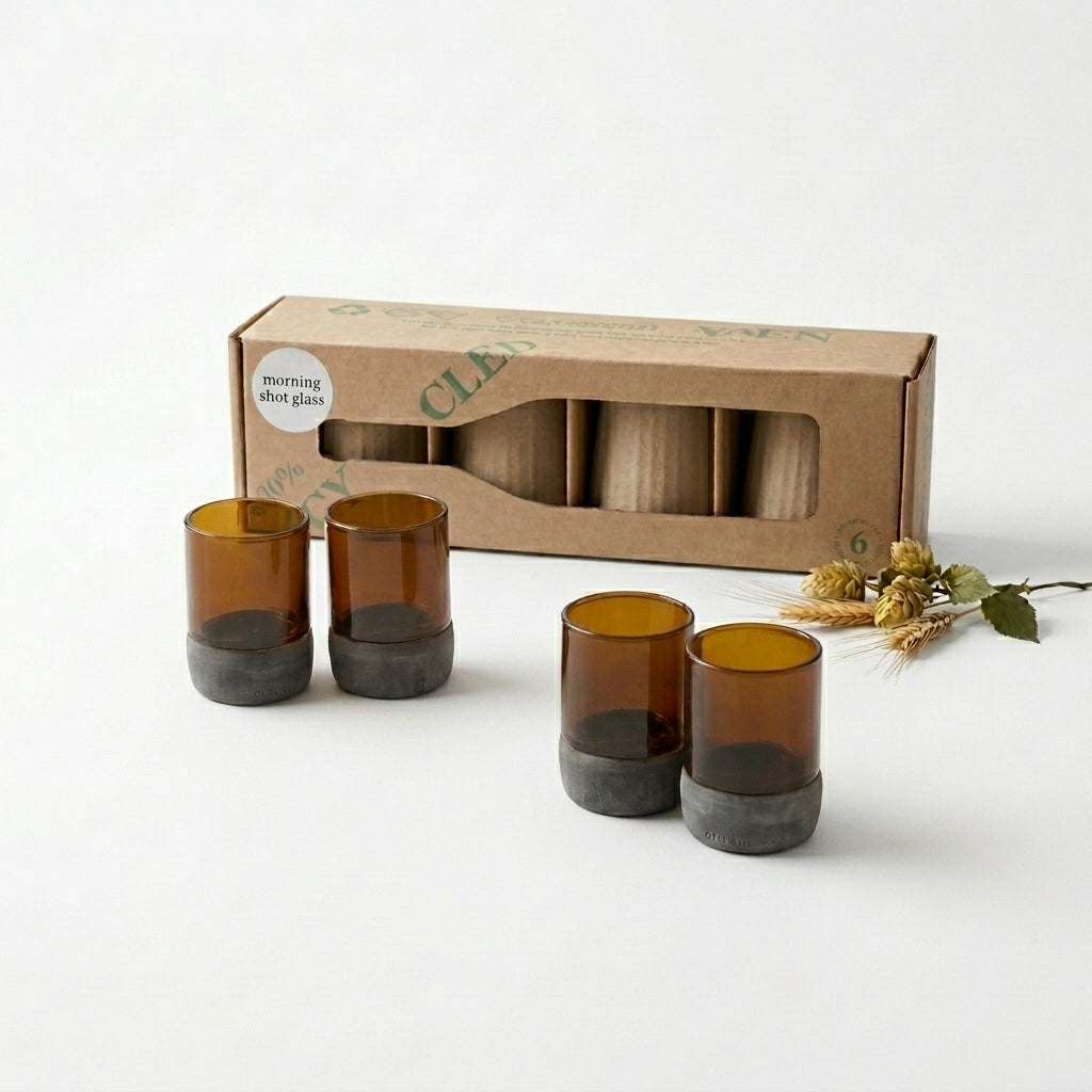Upcycled Shot Glasses Set of 4 (120ml) | Eco Friendly Drinking Glasses – Glasses & Tumblers on Brown Living™. SKU: MSG01. Img 3.