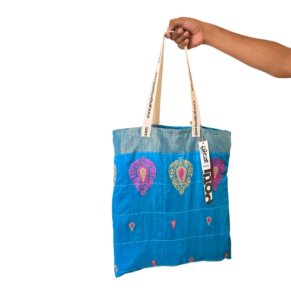 Upcycled Tote Bag Sustainable Reusable Carry Bag – Tote Bag on Brown Living™. SKU: ASWMTIFLIBL. Img 17.