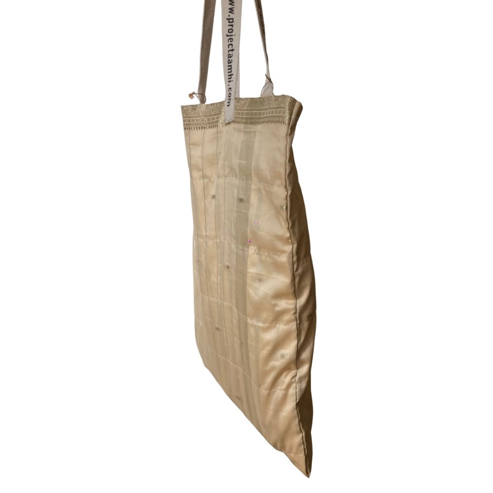 Upcycled Tote Bag Sustainable Reusable Carry Bag – Tote Bag on Brown Living™. SKU: ASWMTIFWHI. Img 7.