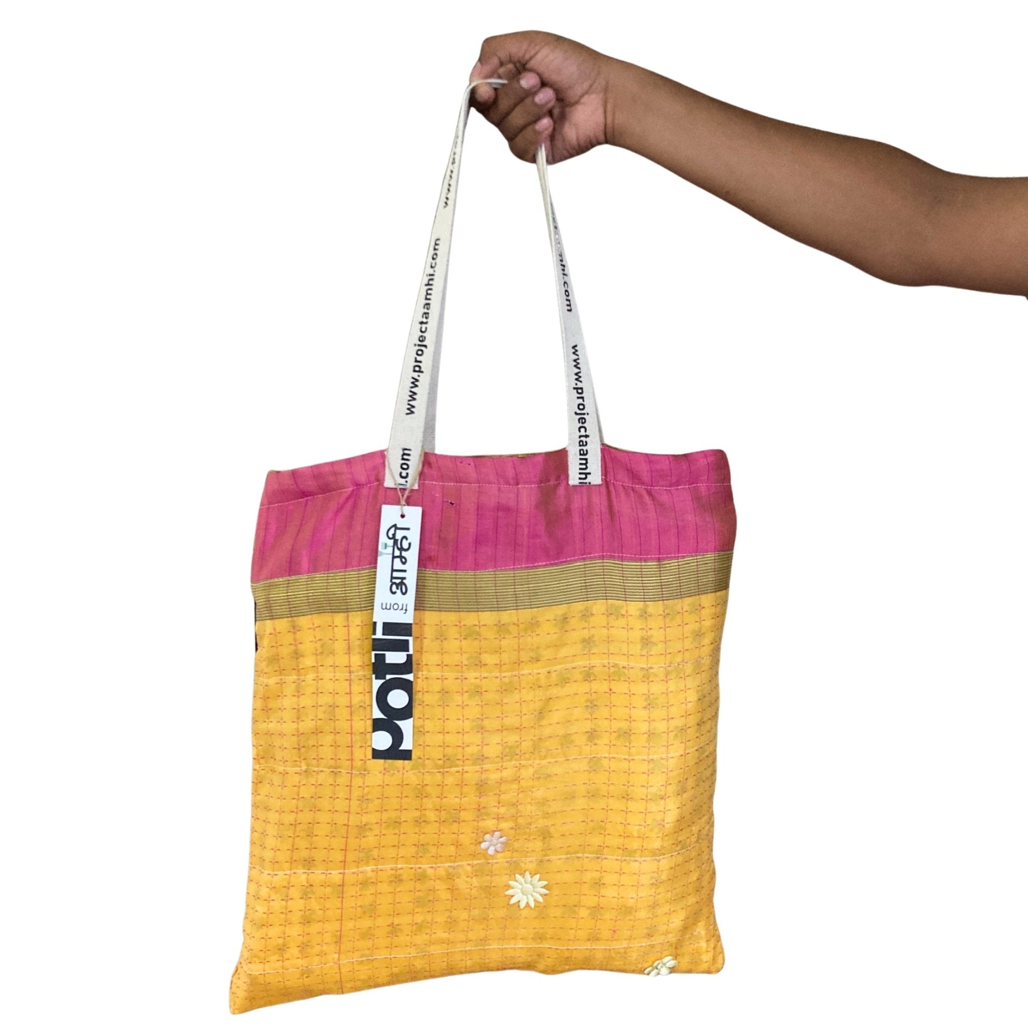 Upcycled Tote Bag Sustainable Reusable Carry Bag – Tote Bag on Brown Living™. SKU: ASWMYE. Img 31.