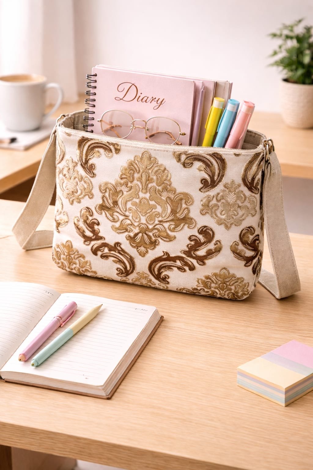 Upcycled Velvet Satin Mini Sling Bags Stylish Hands Free Bags – Sling Bag on Brown Living™. SKU: IRABLP02. Img 1.