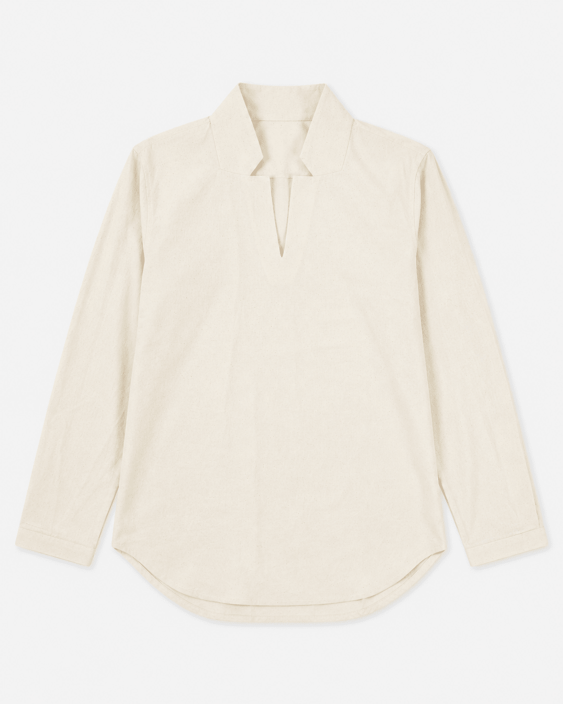 V-Notch Collar Pullover Shirt – Minimal Modern Everyday Essential Top – Womens Shirt on Brown Living™. SKU: ACB2026011. Img 1.