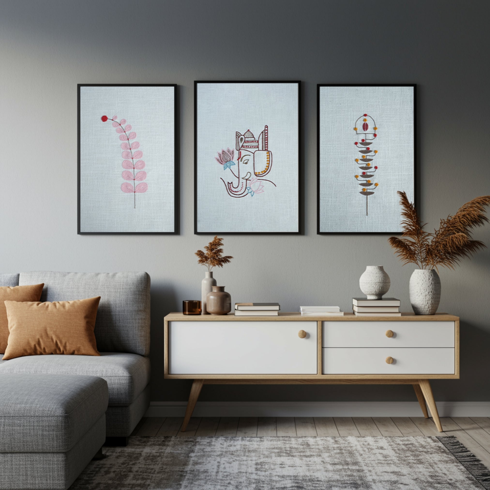 Vakratunda Wall Art – Curved Trunk of Lord Ganesha | 12x12 Inch – Wall Decor on Brown Living™. SKU: UD00000237. Img 2.