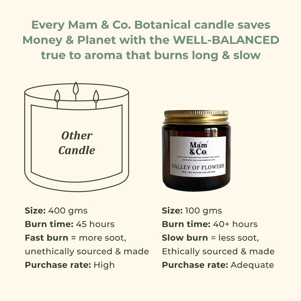 Valley of Flowers - 100% Coconut Wax Botanical Candle – Candles & Fragrances on Brown Living™. SKU: BC10003. Img 5.