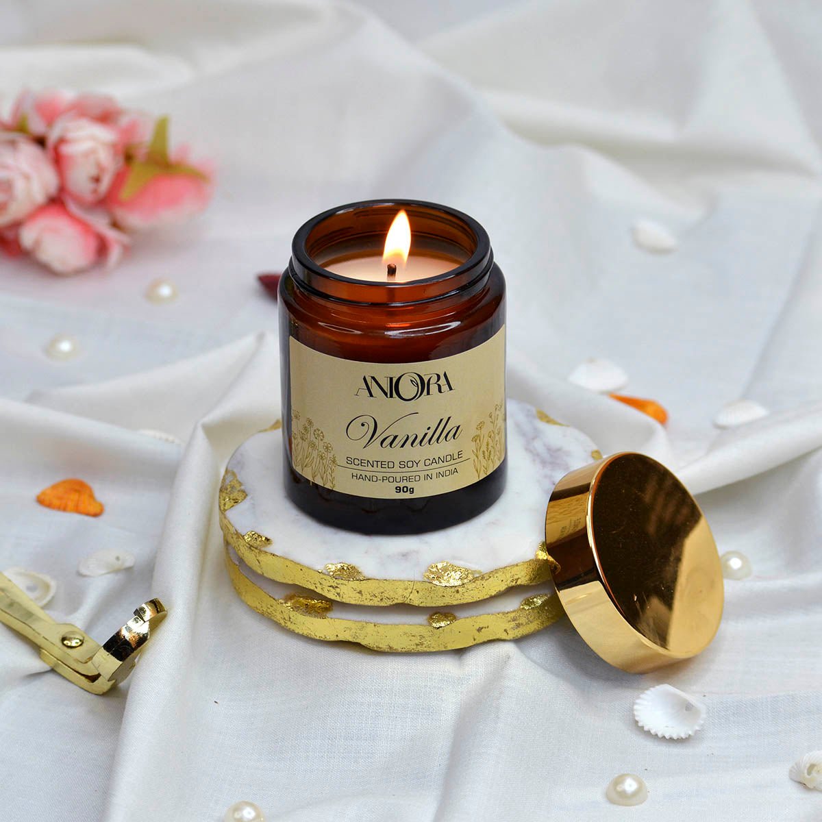 Vanilla Amber - Soy Wax Jar Candle – Candles & Fragrances on Brown Living™. SKU: ANCA009. Img 1.