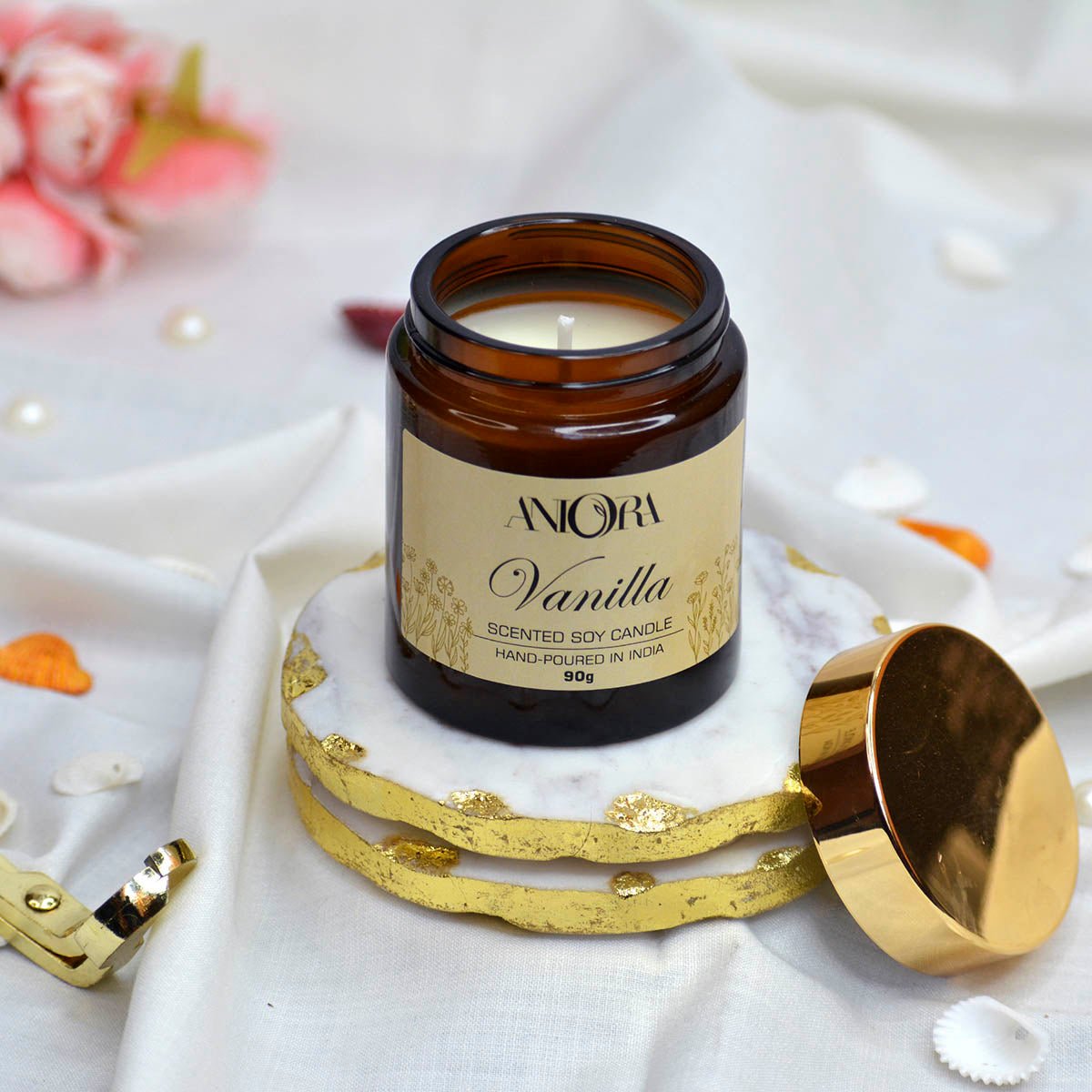 Vanilla Amber - Soy Wax Jar Candle – Candles & Fragrances on Brown Living™. SKU: ANCA009. Img 4.