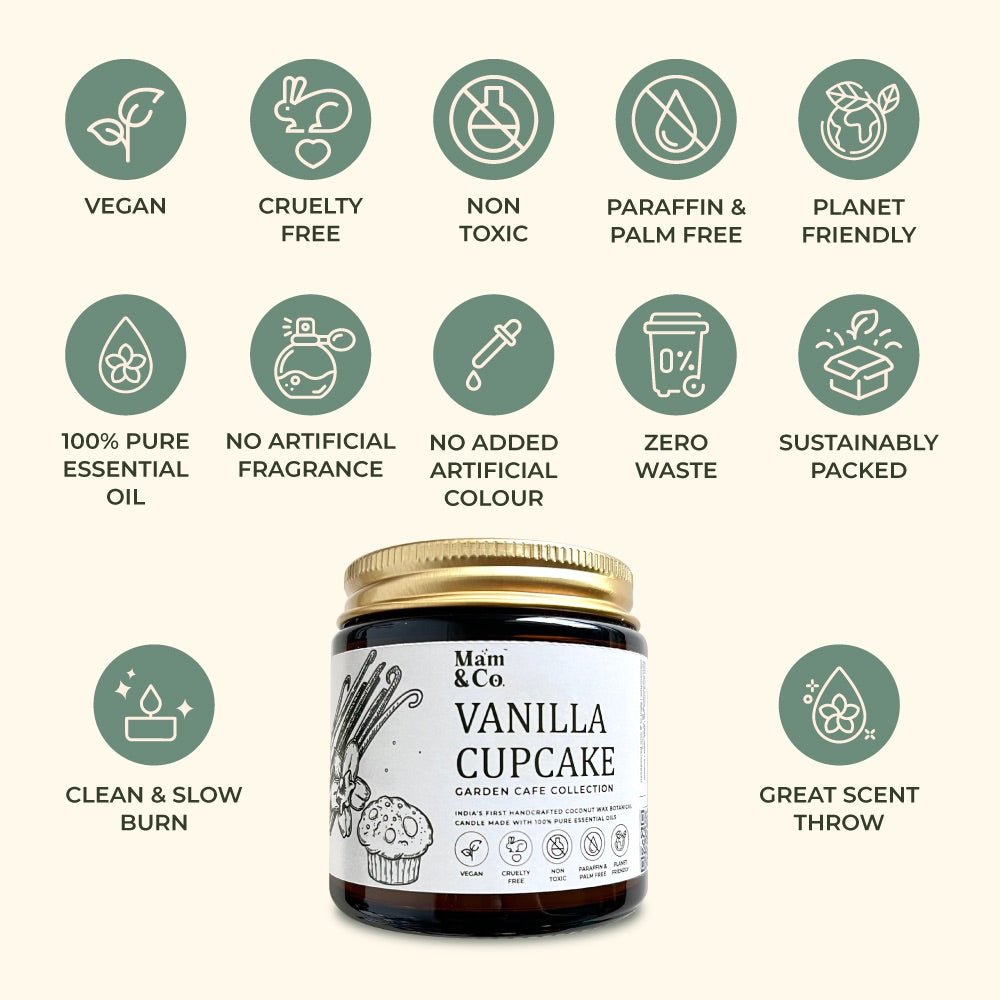 Vanilla Cupcake - 100% Coconut Wax Botanical Candle – Candles & Fragrances on Brown Living™. SKU: BC10008. Img 6.