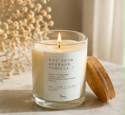 Vanilla Glass Jar Candle with Lid | Sweet Scented Soy Wax Candle – Candles & Fragrances on Brown Living™. SKU: LUSH_0045. Img 1.