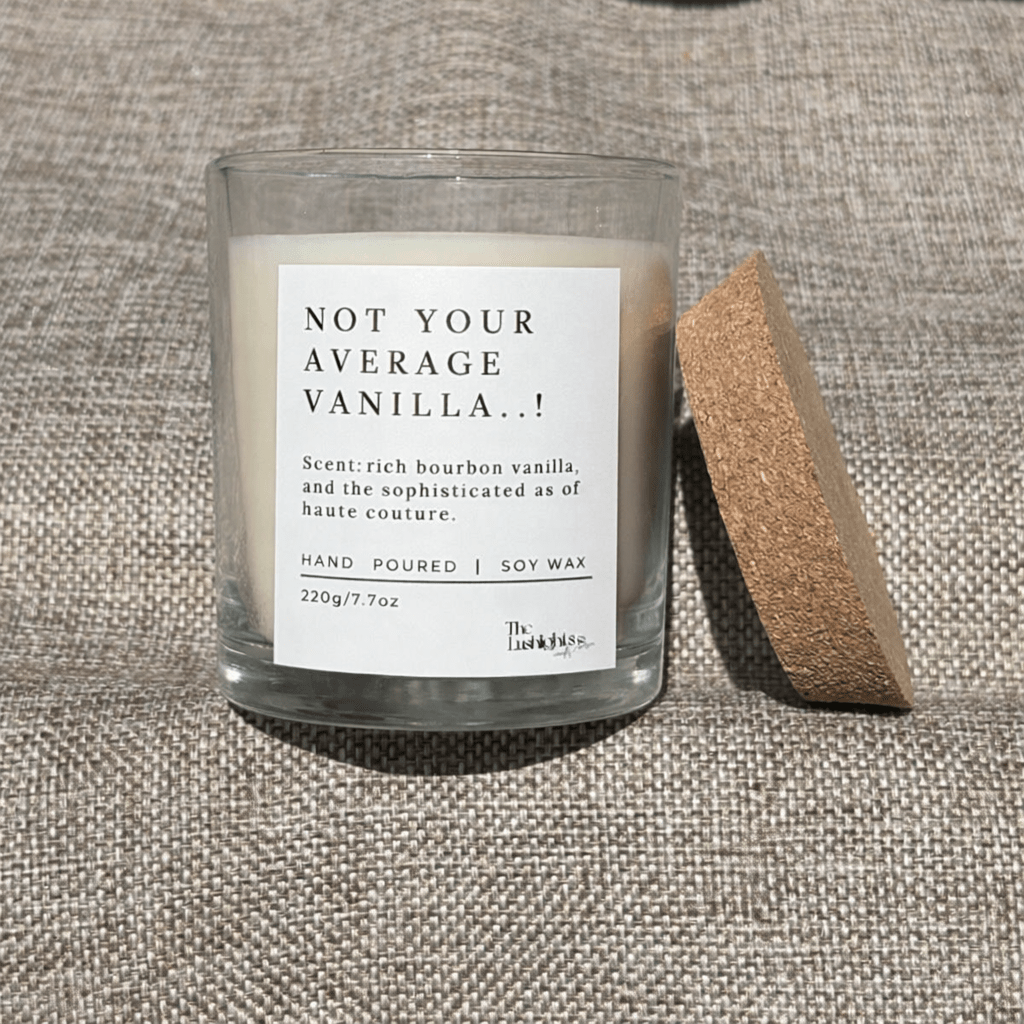 Vanilla Glass Jar Candle with Lid | Sweet Scented Soy Wax Candle – Candles & Fragrances on Brown Living™. SKU: LUSH_0045. Img 1.