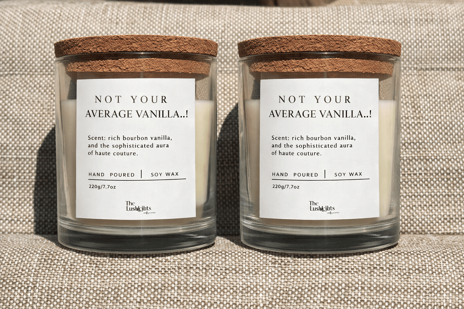 Vanilla Glass Jar Candle with Lid | Sweet Scented Soy Wax Candle – Candles & Fragrances on Brown Living™. SKU: LUSH_0045. Img 2.