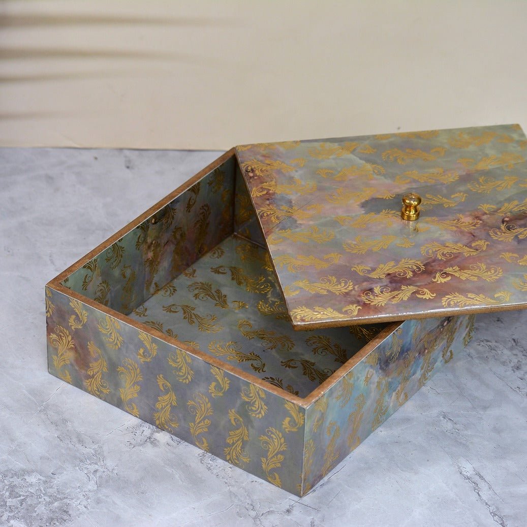 Vedic Design Square MDF Box – Home Decor on Brown Living™. SKU: MJ00097BX. Img 1.