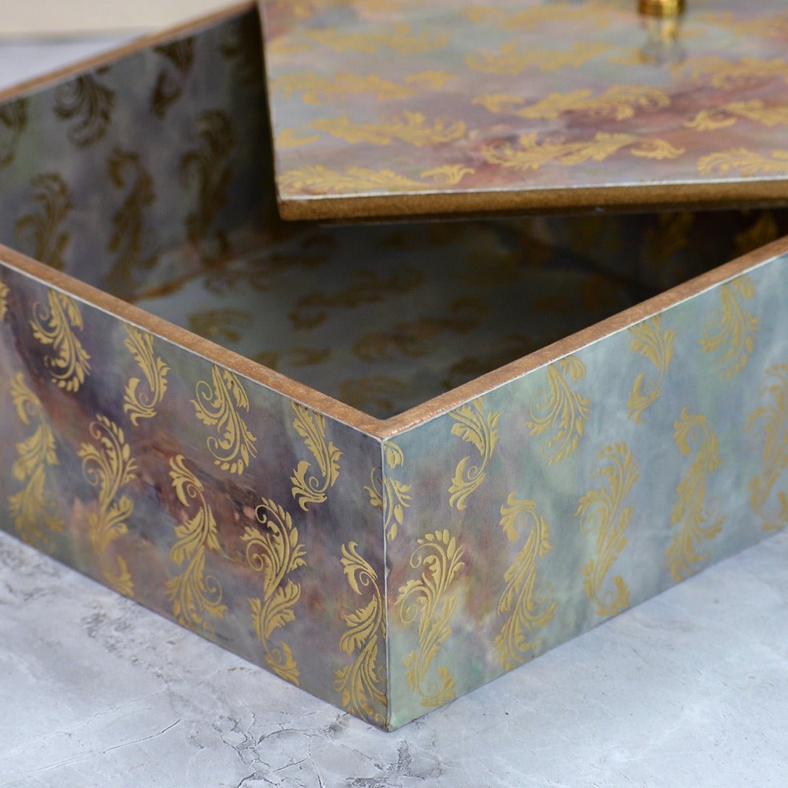 Vedic Design Square MDF Box – Home Decor on Brown Living™. SKU: MJ00097BX. Img 2.
