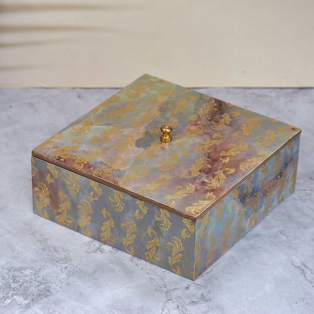 Vedic Design Square MDF Box – Home Decor on Brown Living™. SKU: MJ00097BX. Img 3.