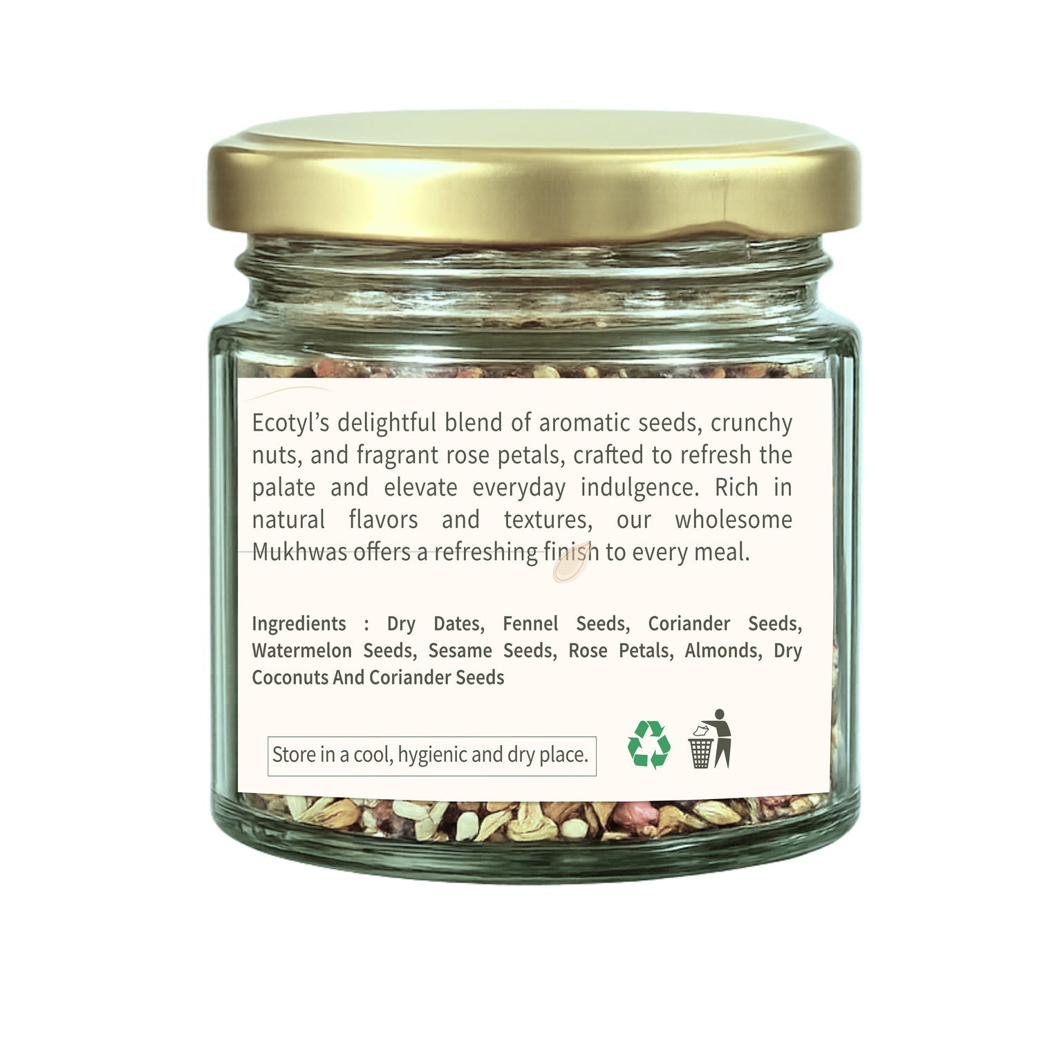Vedic Mukhwas | Refreshing Mouth Freshener | Nuts & Seeds Mix | 85g – Aftermeals on Brown Living™. SKU: ECOTYL00053. Img 6.