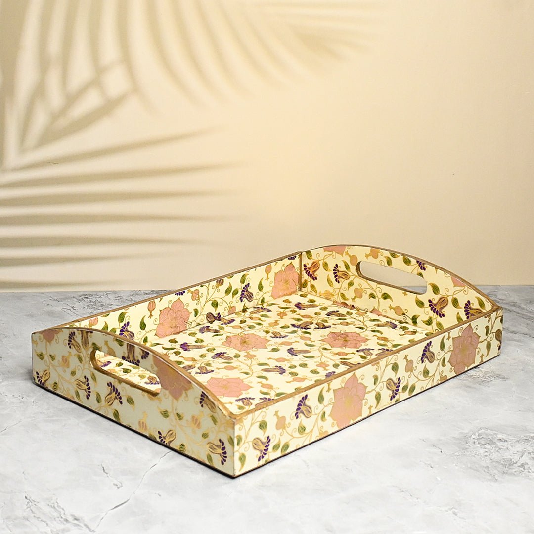 Vibrant Floret Trays with Curved Handle - Pack of 3 – Home Decor by The Mohraj available on Brown Living™. Beautiful Floral Trays With Curved Handles . SKU: MJ00162TYV. Img 7.