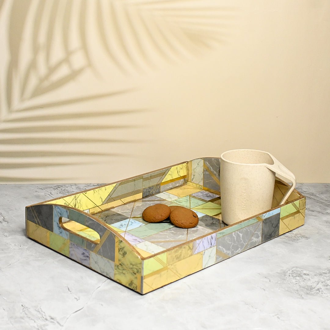 Vibrant Floret Trays with Curved Handle - Pack of 3 – Home Decor by The Mohraj available on Brown Living™. Modern Trays With Curved Handles . SKU: MJ00161TYV. Img 6.