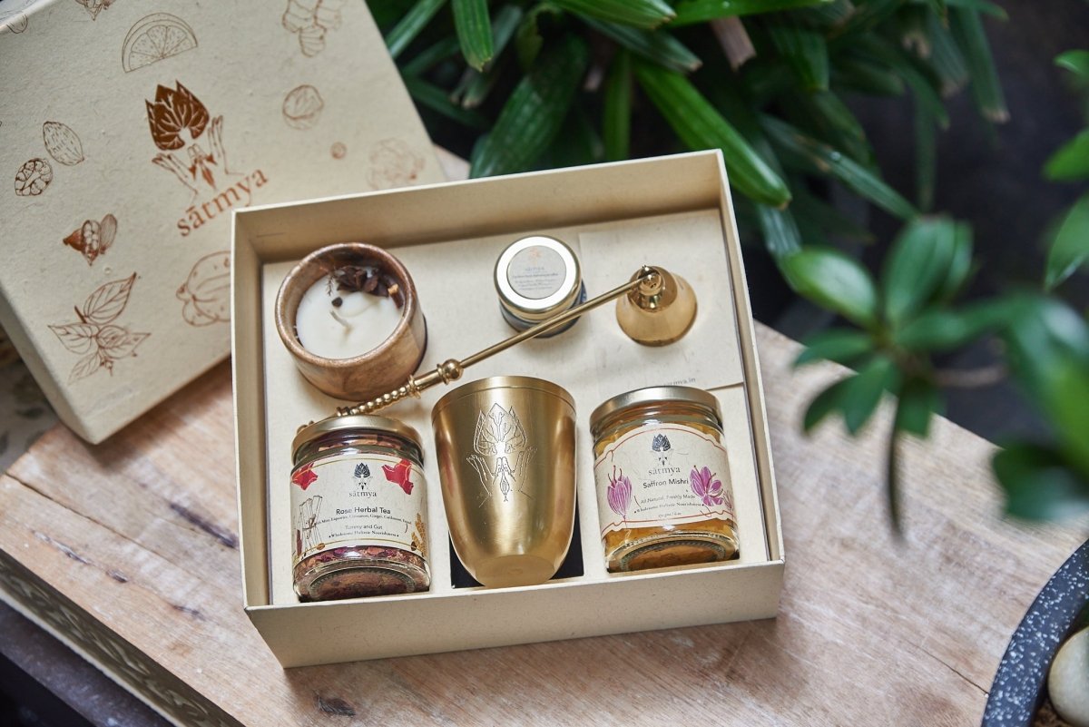 Vilāsa Gift Box - Premium Herbal Wellness Set – Gift Giving by Sātmya available on Brown Living™. . SKU: Vilas_500gms. Img 2.