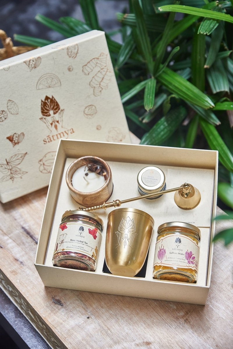 Vilāsa Gift Box - Premium Herbal Wellness Set – Gift Giving by Sātmya available on Brown Living™. . SKU: Vilas_500gms. Img 3.