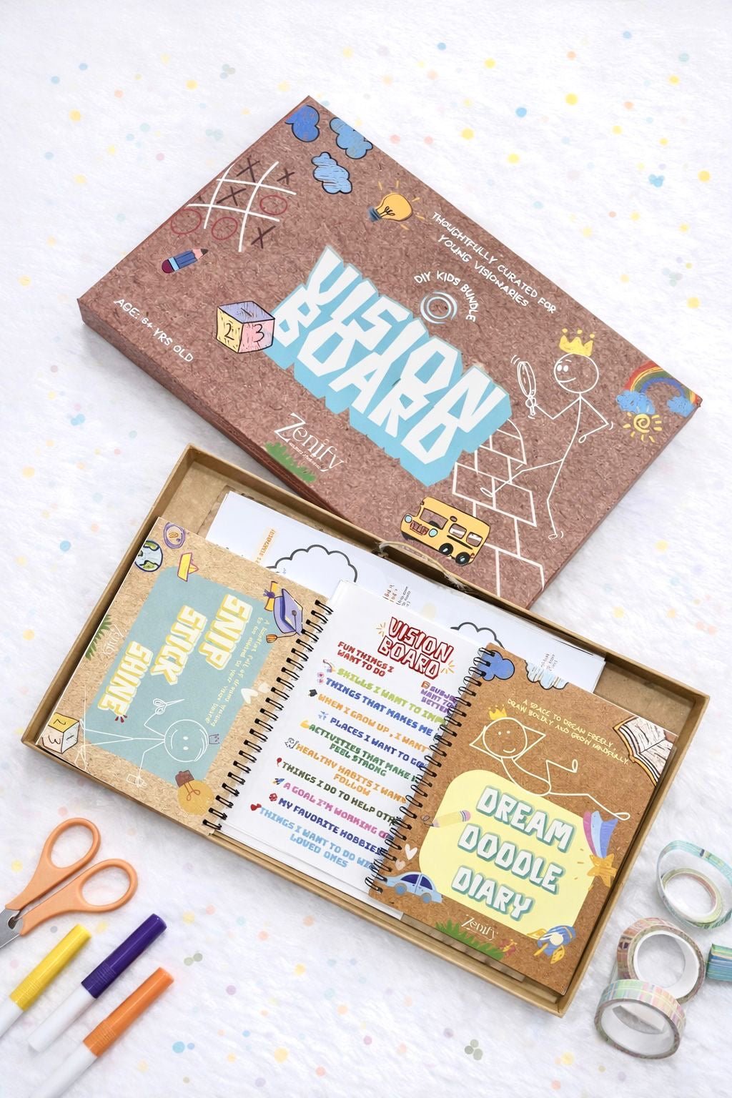 Vision Board Kit for Kids | Creative Goal - Setting & Mindfulness Tool – Notebooks & Notepads on Brown Living™. SKU: BL-ZF-02. Img 3.