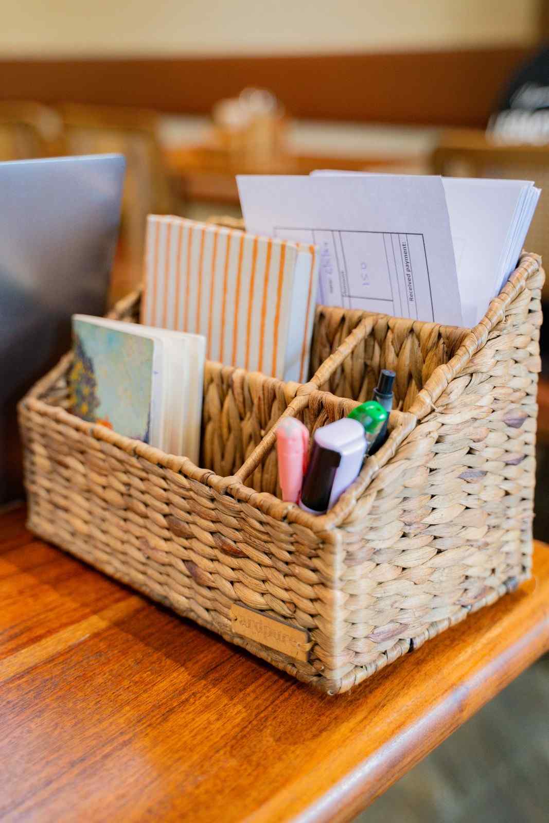 Water Hyacinth Handwoven Office Desk Organiser – Home Decor on Brown Living™. SKU: 207W. Img 2.
