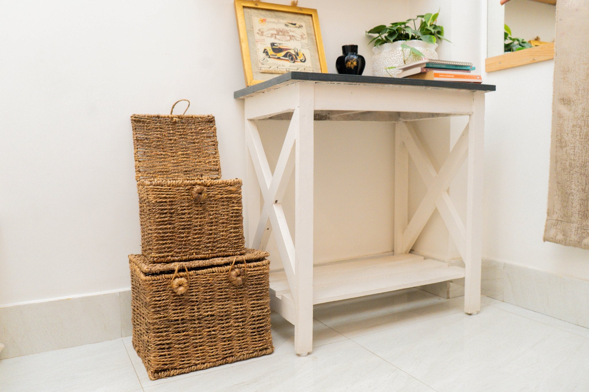 Water Hyacinth Rope Storage Box Set of 2 | Handwoven & Eco - Friendly – Baskets & Boxes on Brown Living™. SKU: 303SWN. Img 1.