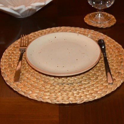 Water Hyacinth Round Placemats - 12inch (Set of 2) – Table Linens on Brown Living™. SKU: WHRMAT024A. Img 2.