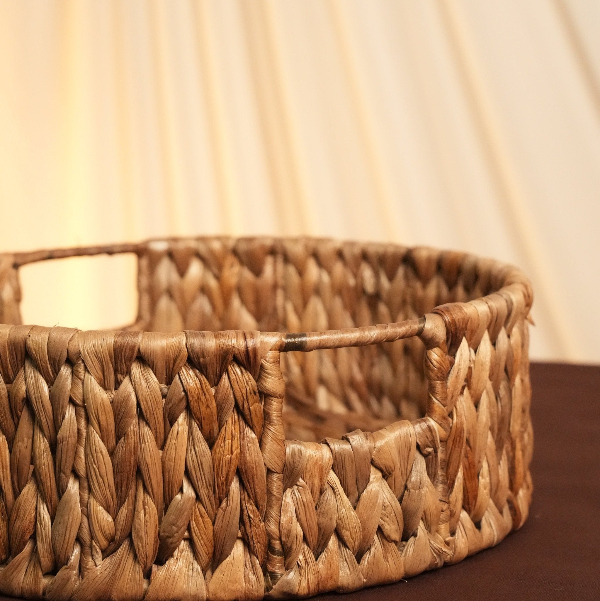 Water Hyacinth Round Tray | Handwoven Natural Serving & Décor Tray – Trays & Platters on Brown Living™. SKU: 210W. Img 2.