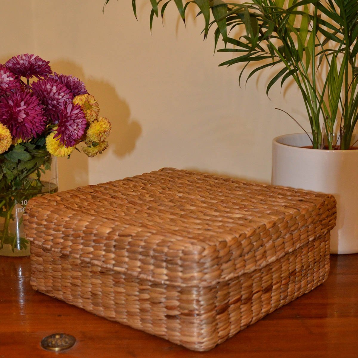 Water Hyacinth Square Gift & Utility Box – Baskets & Boxes on Brown Living™. SKU: WHSBOX028A. Img 3.